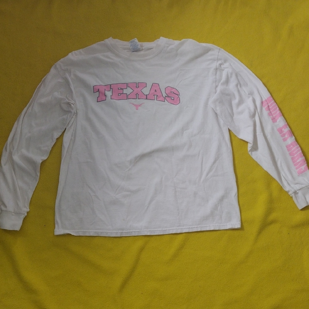 Gildan White and Pink Long Sleeve Kids Tee